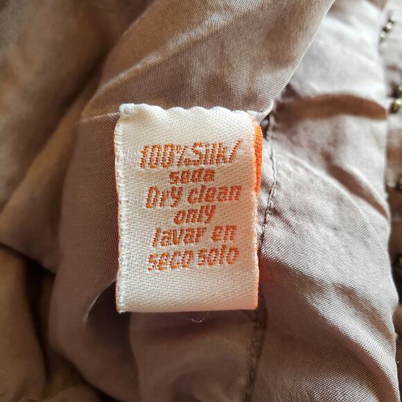 Raasta 100% Silk Beaded Bomber Jacket Size L Blush Pink Studded Bow Going Out - Picture 12 of 15